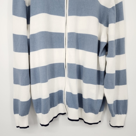 Blue Stripe Mens Full Zip Sweater Cardigan Size XXL‎ Frat Boy Prep Coastal - Picture 4 of 8